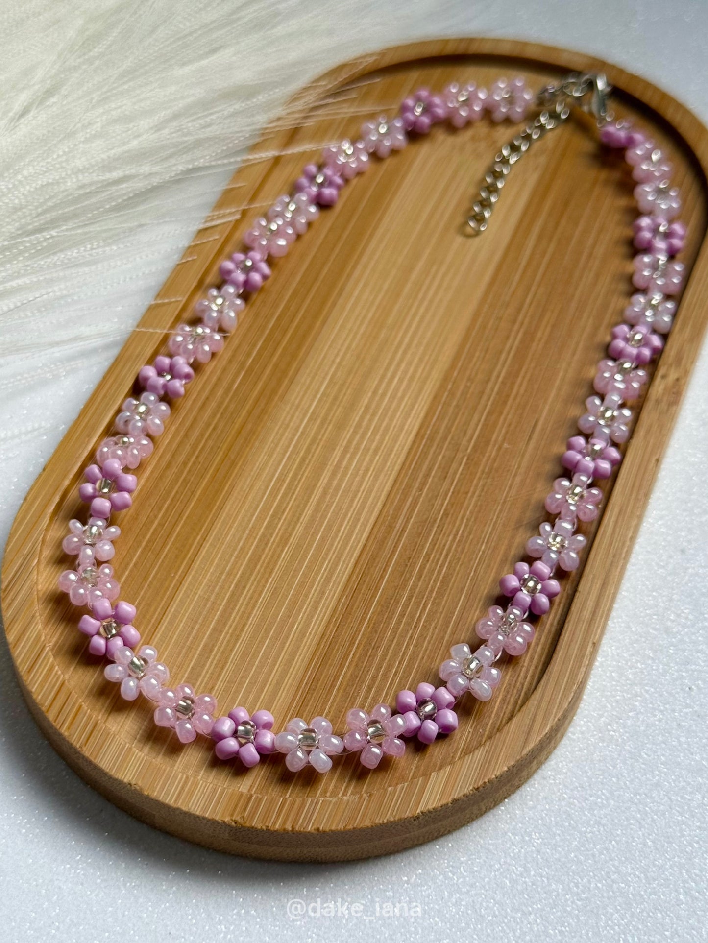 Purple Daisy Beaded Necklace – Handmade Fairycore Floral Jewelry