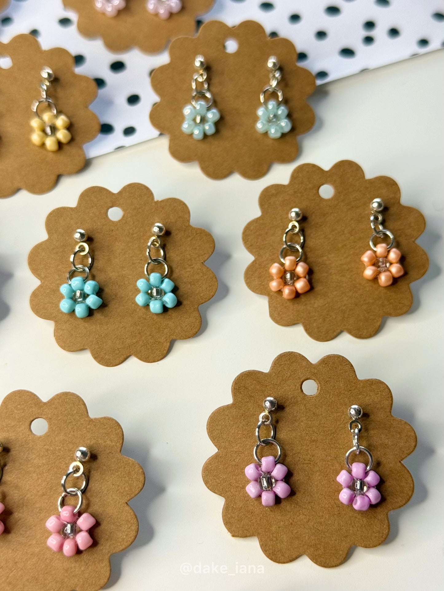 Beaded Flower Earrings, Daisy Earrings, Handmade Floral Jewelry, Choose Your Color and Shade