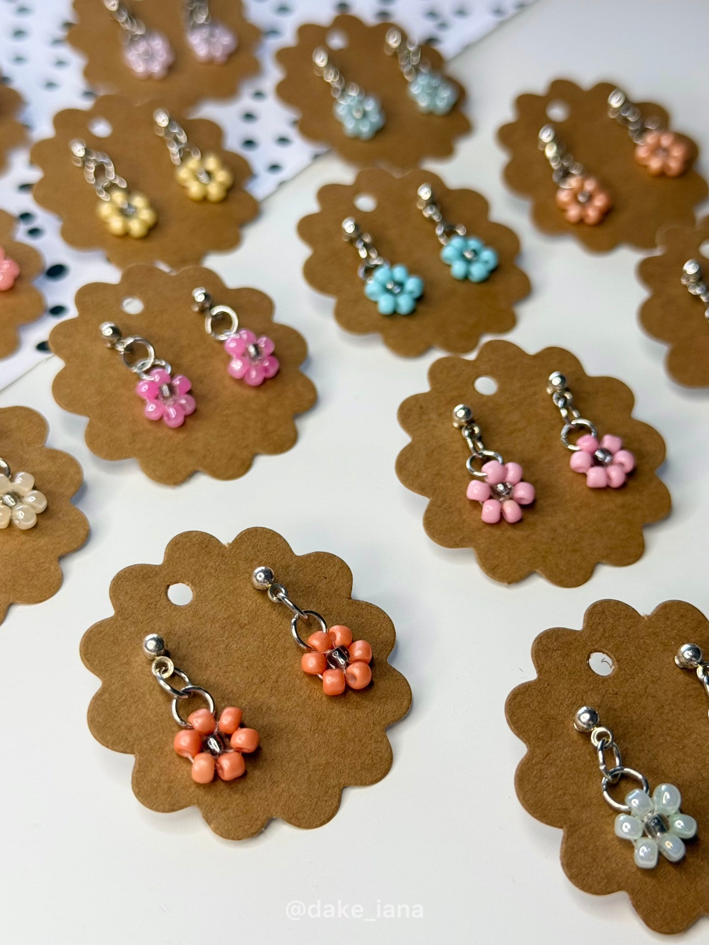 Beaded Flower Earrings, Daisy Earrings, Handmade Floral Jewelry, Choose Your Color and Shade