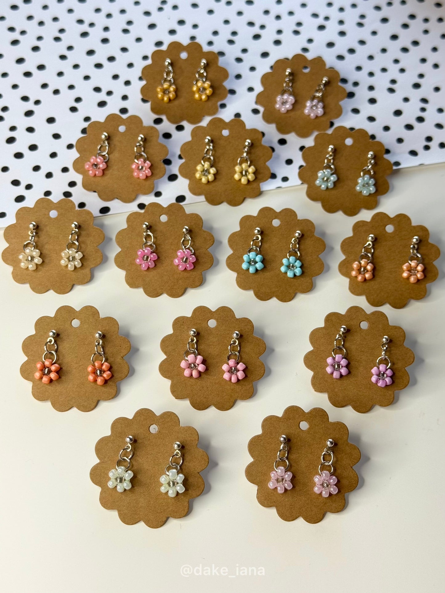 Beaded Flower Earrings, Daisy Earrings, Handmade Floral Jewelry, Choose Your Color and Shade