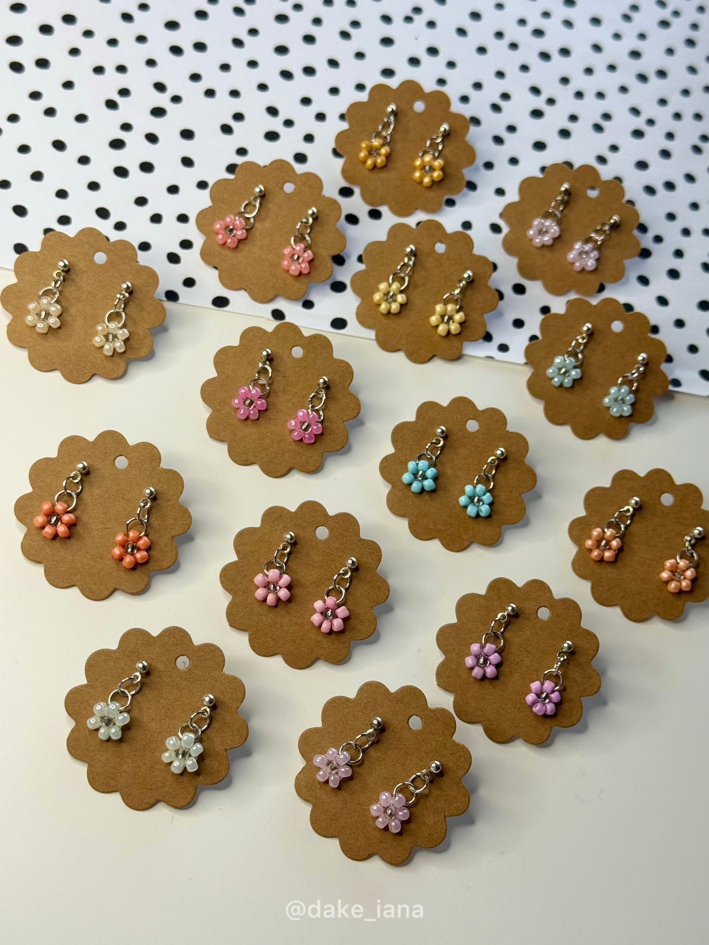 Beaded Flower Earrings, Daisy Earrings, Handmade Floral Jewelry, Choose Your Color and Shade