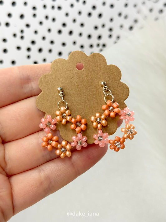 Beaded Flower Hoop Earrings – Handmade Floral Jewelry | Multiple Colors