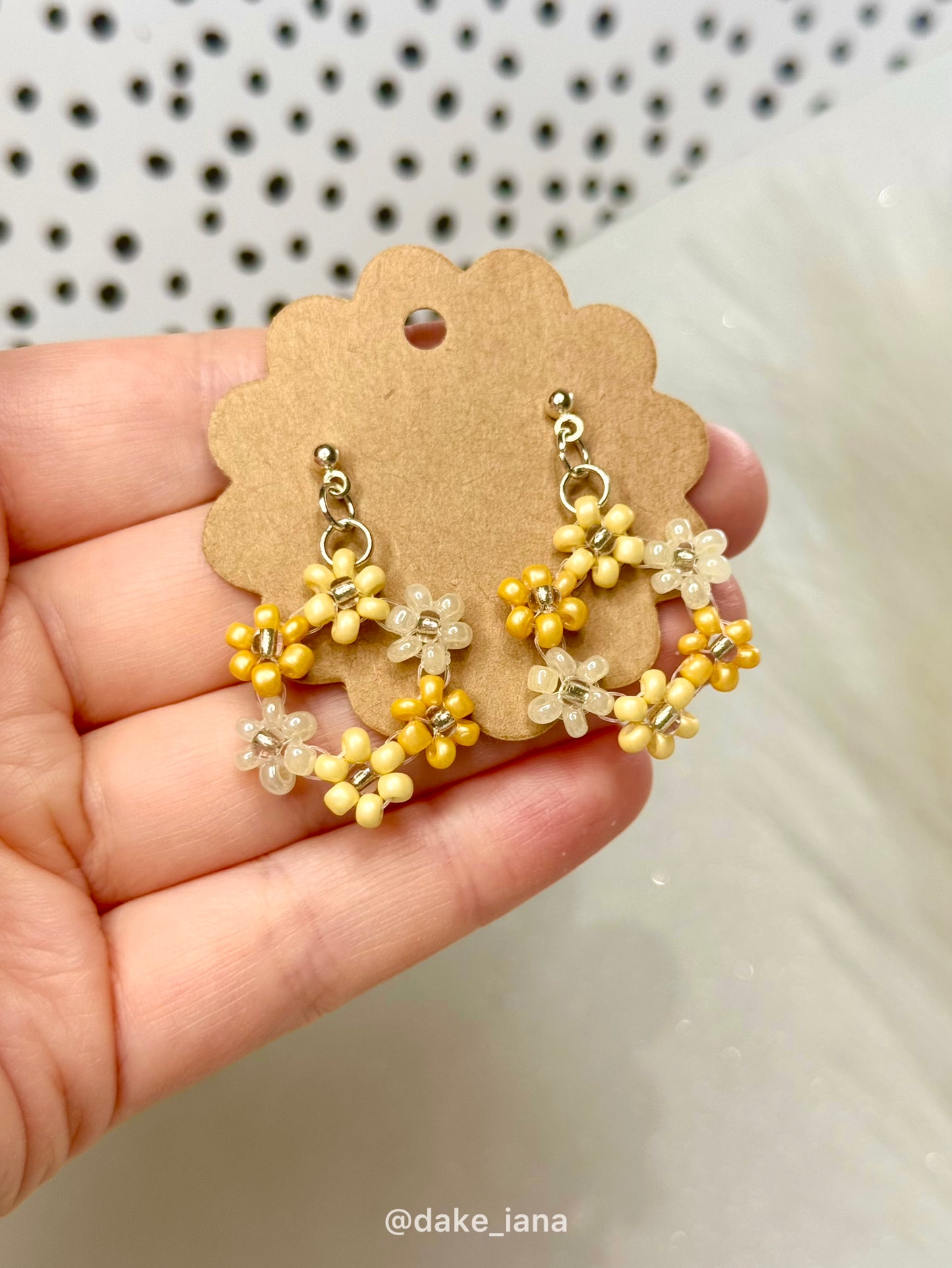 Yellow Beaded Flower Hoop Earrings – Handmade Floral JewelryYellow Beaded Flower Hoop Earrings – Handmade Floral Jewelry