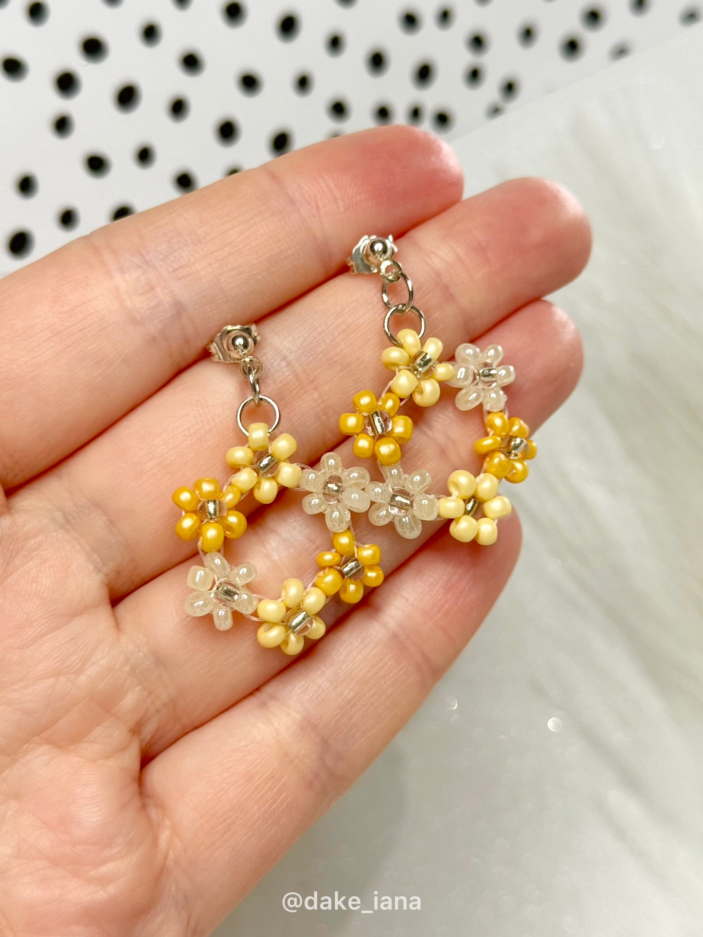 Yellow Beaded Flower Hoop Earrings – Handmade Floral JewelryYellow Beaded Flower Hoop Earrings – Handmade Floral Jewelry