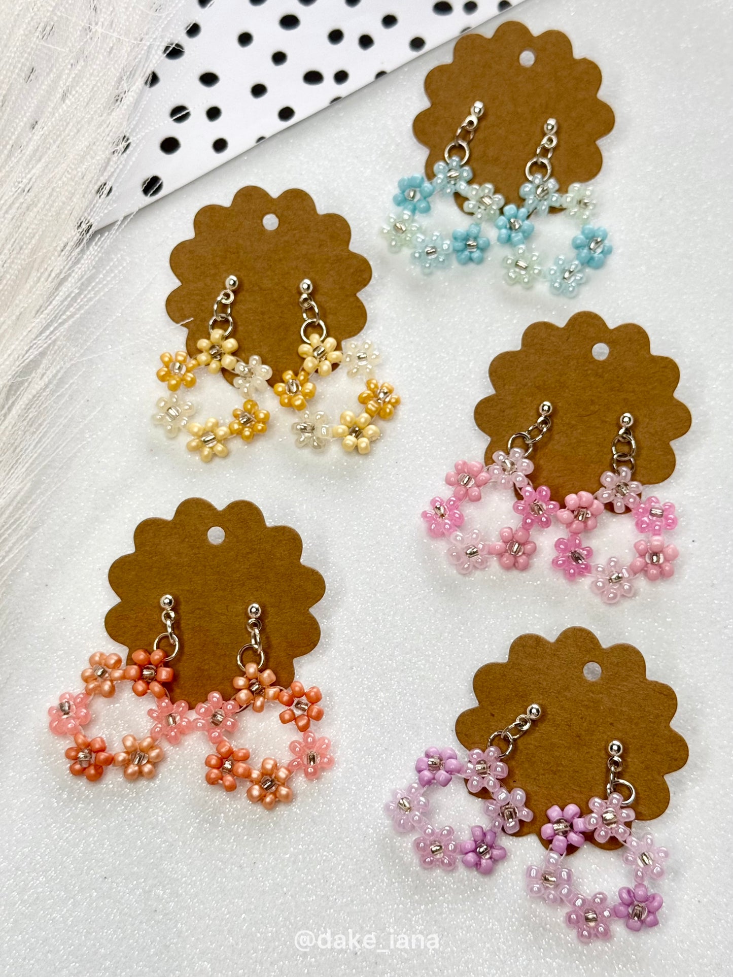 Beaded Flower Hoop Earrings – Handmade Floral Jewelry | Multiple Colors
