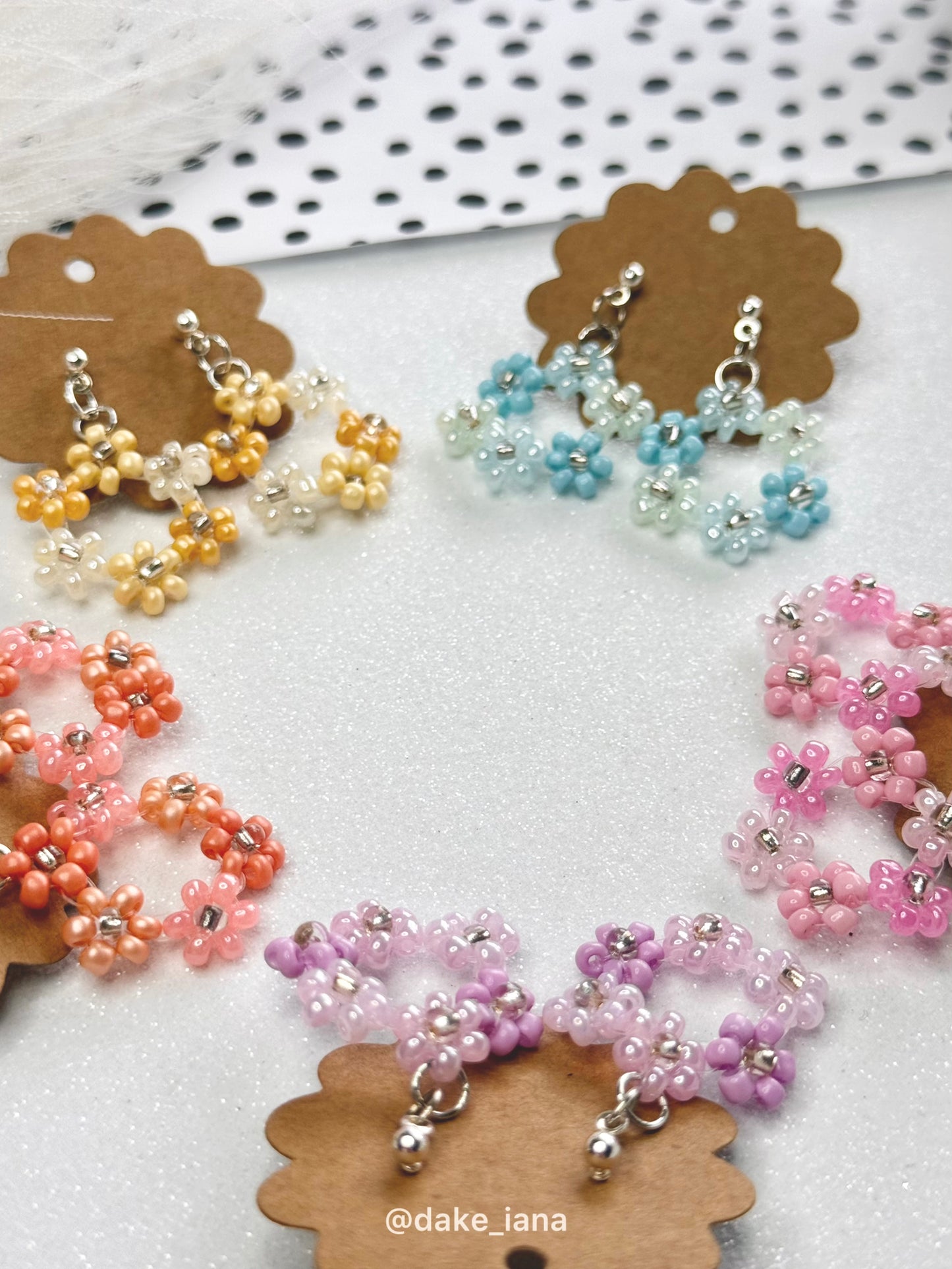 Beaded Flower Hoop Earrings – Handmade Floral Jewelry | Multiple Colors