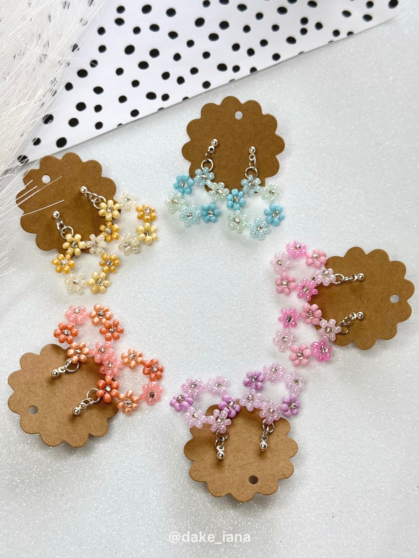 Beaded Flower Hoop Earrings – Handmade Floral Jewelry | Multiple Colors