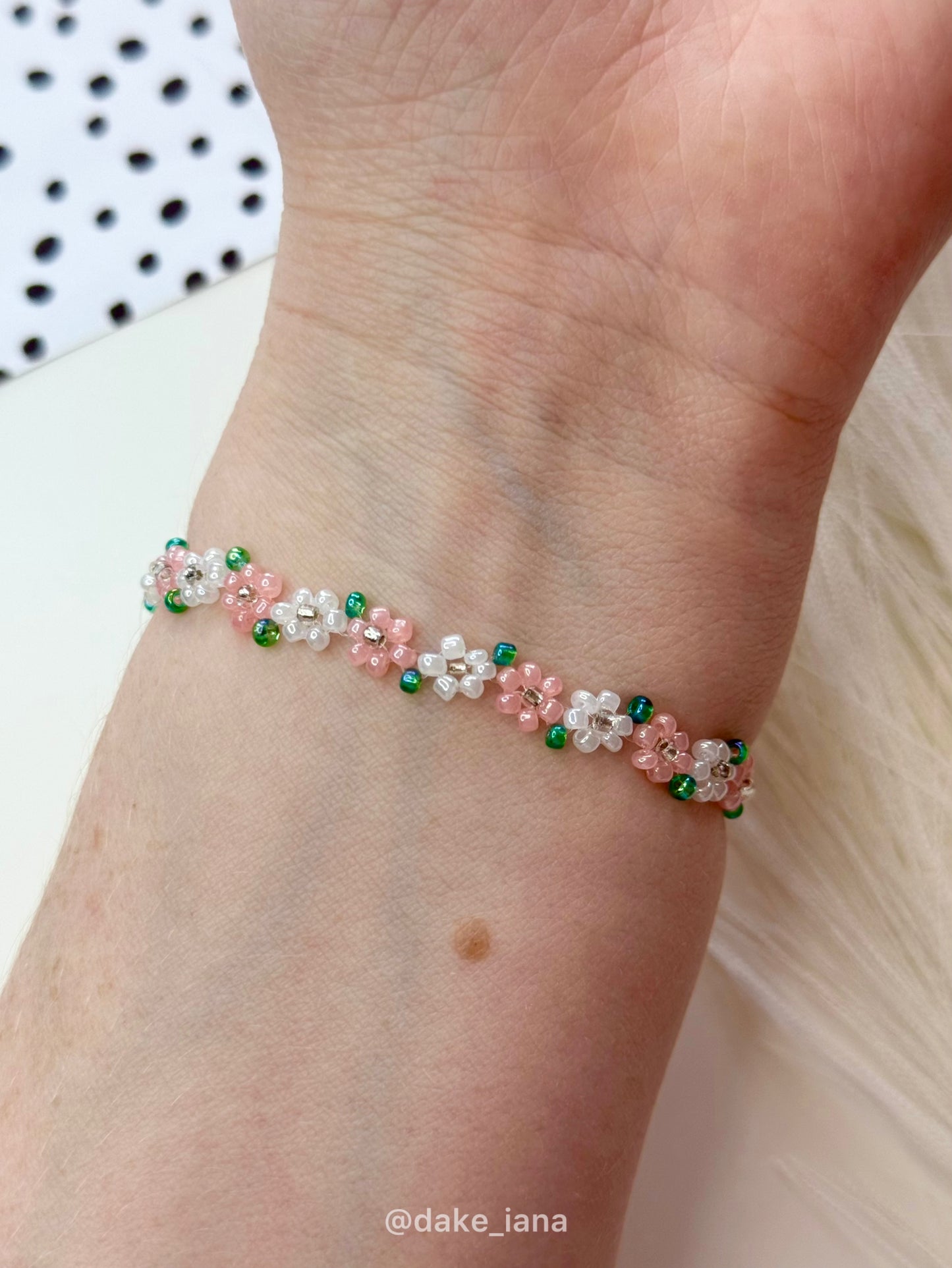 Pastel Flower Beaded Bracelet | Dainty Floral Seed Bead Bracelet Adjustable Stainless Steel Chain Choose Color